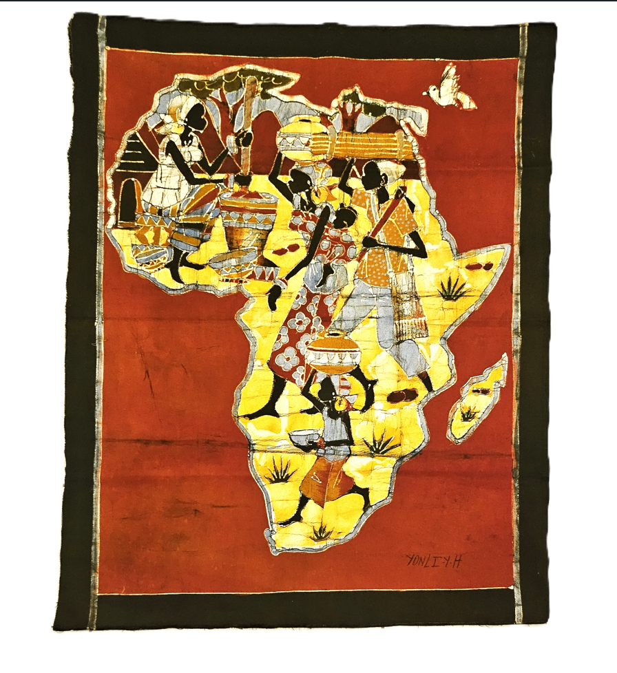 Tableau batik – Scènes de vie villageoise au Burkina Faso