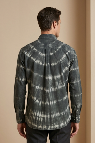 Chemise coton gris vert customisée en Koko donda