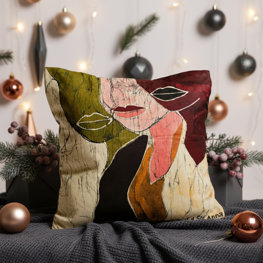 Batik Artisanal "Visages et Métissage" - Housse Coton Fait Main multi usages