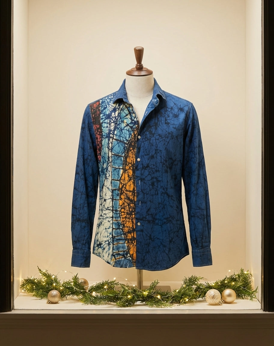 Chemise Batik Homme Artisanale Taille 44 | Création Unique Sol'Anna