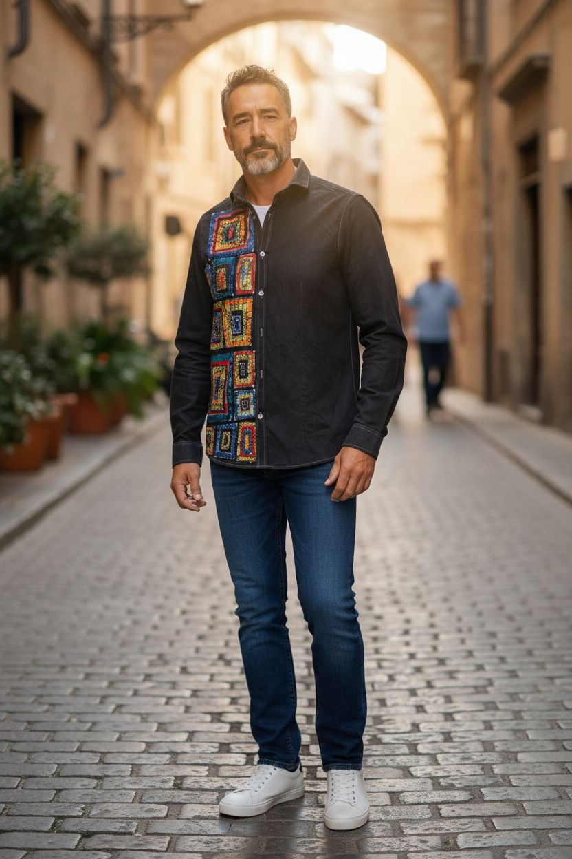 Chemise stylée en batik