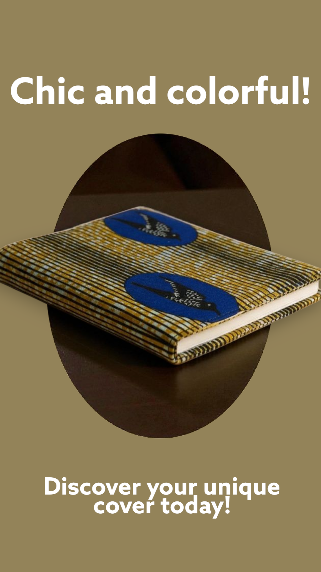 Protège-cahier en wax Oiseaux bleus