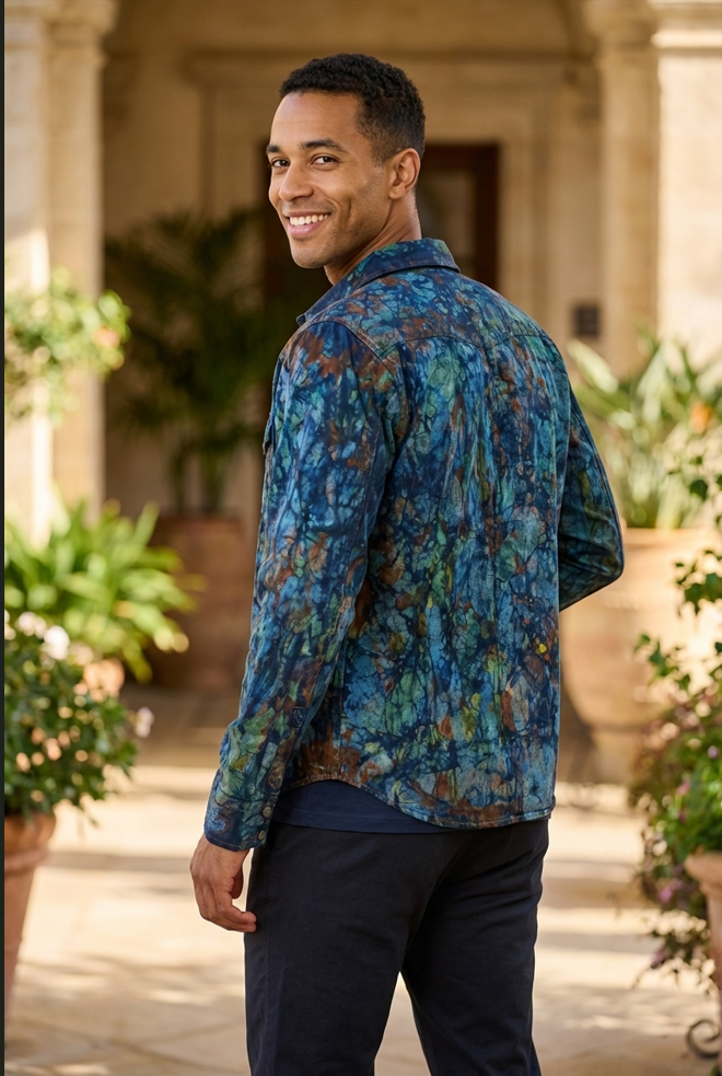 Chemise homme Jean en batik artisanal – Pièce unique, esprit authentique