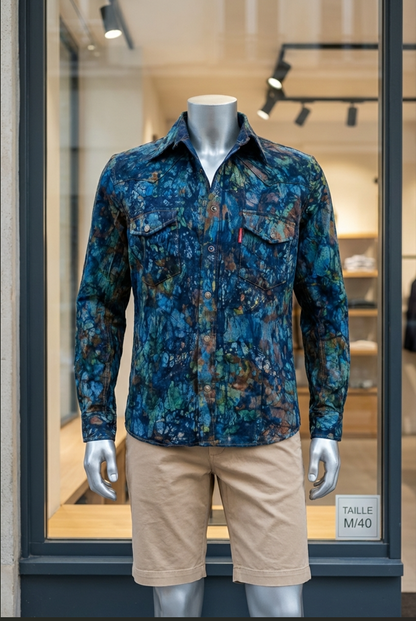 Chemise homme Jean en batik artisanal – Pièce unique, esprit authentique