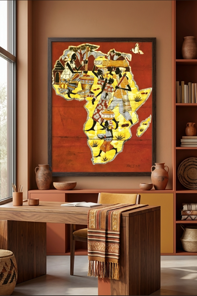 Tableau batik – Scènes de vie villageoise au Burkina Faso