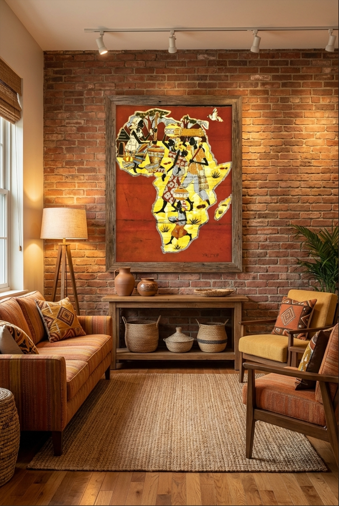 Tableau batik – Scènes de vie villageoise au Burkina Faso