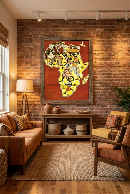 Tableau batik – Scènes de vie villageoise au Burkina Faso