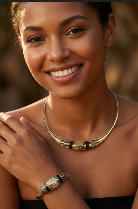 Ensemble de bijoux touareg – Collier & Bracelet en nickel