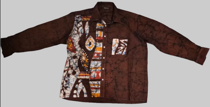 Chemise homme en coton custimisée en batik – Élégance authentique ✨