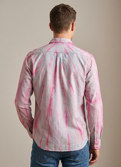 Chemise Chic en Coton Rose & Bleu – Teinture Koko Donda du Burkina Faso