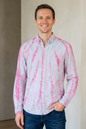 Chemise Chic en Coton Rose & Bleu – Teinture Koko Donda du Burkina Faso