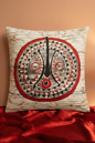Batik Artisanal "Masque africain" - Housse Fait Main rouge ivoire