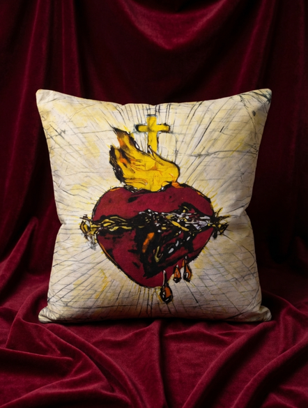 Housse en batik Sacré Cœur de Jésus – Une présence pour le temps du Carême 🌿
