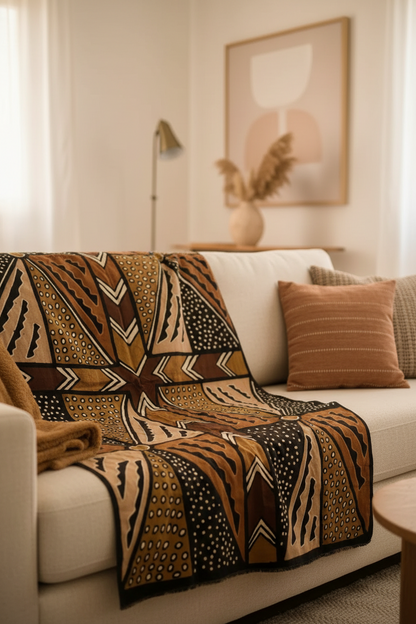 Étoffe Bogolan Traditionnel du Mali - 2m x 1,14m