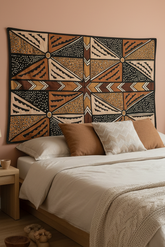 Étoffe Bogolan Traditionnel du Mali - 2m x 1,14m