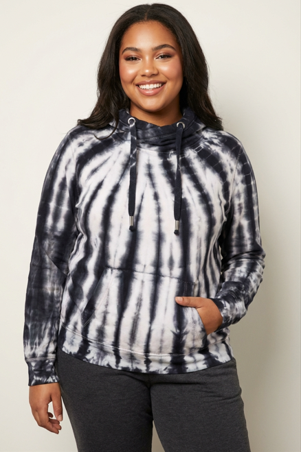 Pull-over à capuche noir gris blanc en coton – Teinture artisanale Koko Donda (Burkina Faso)