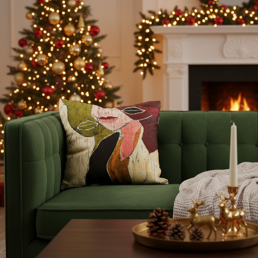 Batik Artisanal "Visages et Métissage" - Housse Coton Fait Main multi usages