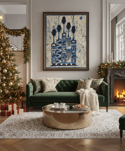 Batik Artisanal "Ma Famille d'amour" - Tableau Coton Pièce Unique