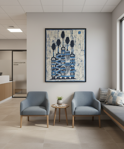 Batik Artisanal "Ma Famille d'amour" - Tableau Coton Pièce Unique