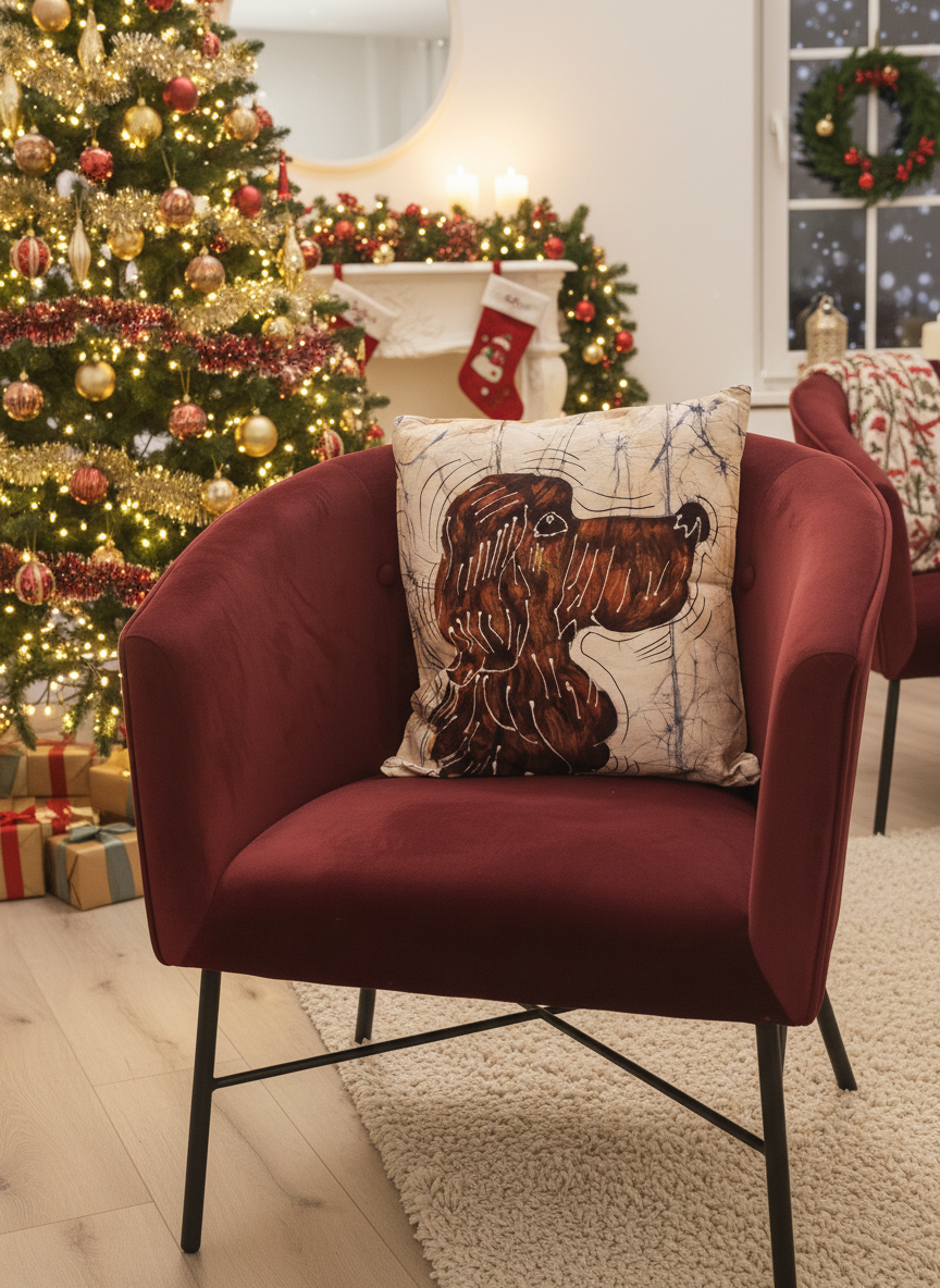 Batik Artisanal "Mon Chien Douceur Rousse" - Housse Fait Main rousse multi usages