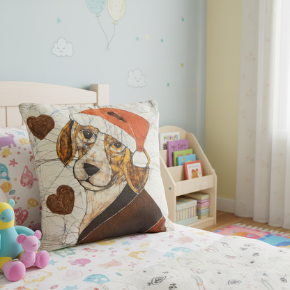 Batik Artisanal Mon Chien Noël - Housse Coton Fait Main multi usages