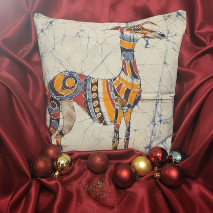 Batik Artisanal "Le Lévrier Royal" - Housse Coton Fait Main