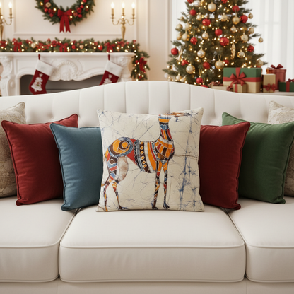 Batik Artisanal "Le Lévrier Royal" - Housse Coton Fait Main