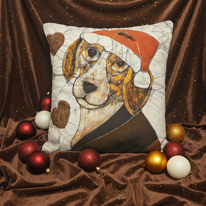 Batik Artisanal Mon Chien Noël - Housse Coton Fait Main multi usages