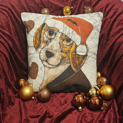Batik Artisanal Mon Chien Noël - Housse Coton Fait Main multi usages