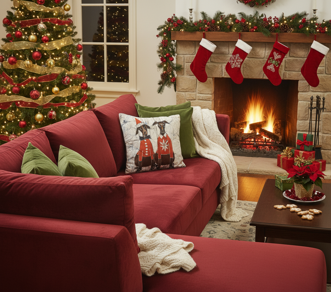 Batik Artisanal "Les Compagnons de l'Hiver" - Housse Noël multi,usages