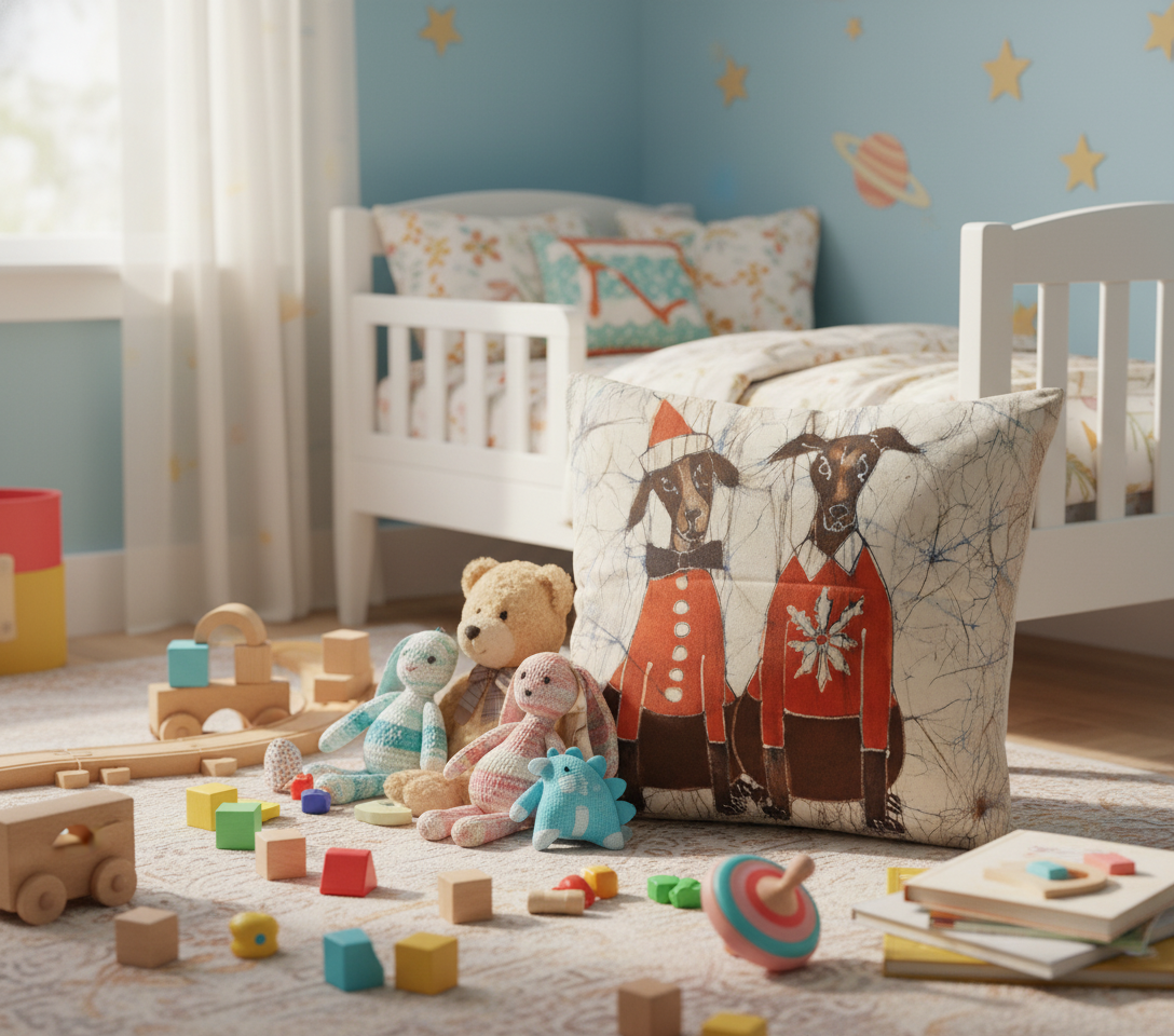 Batik Artisanal "Les Compagnons de l'Hiver" - Housse Noël multi,usages