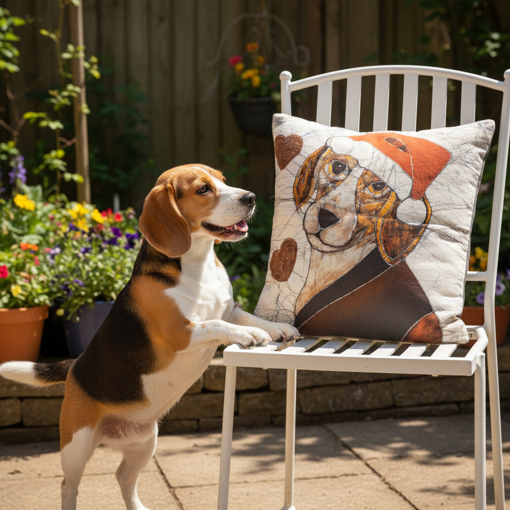 Batik Artisanal Mon Chien Noël - Housse Coton Fait Main multi usages