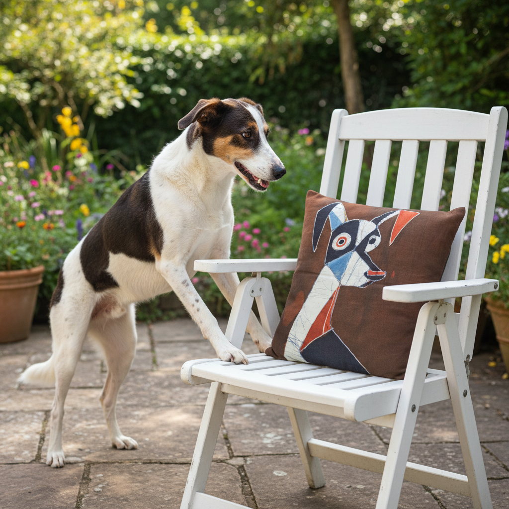 Batik Artisanal Mon Chien Cubiste - Housse Coton Fait Main multi usage