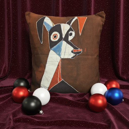 Batik Artisanal Mon Chien Cubiste - Housse Coton Fait Main multi usage