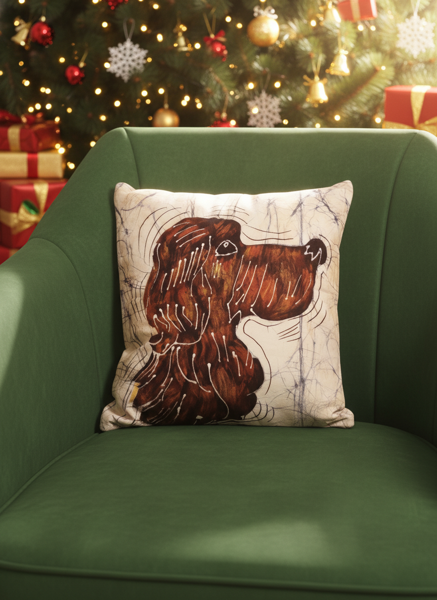 Batik Artisanal "Mon Chien Douceur Rousse" - Housse Fait Main rousse multi usages