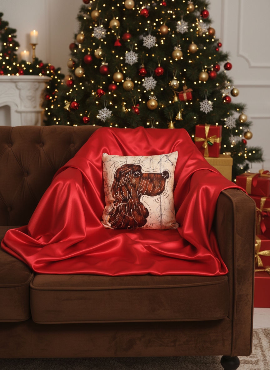 Batik Artisanal "Mon Chien Douceur Rousse" - Housse Fait Main rousse multi usages