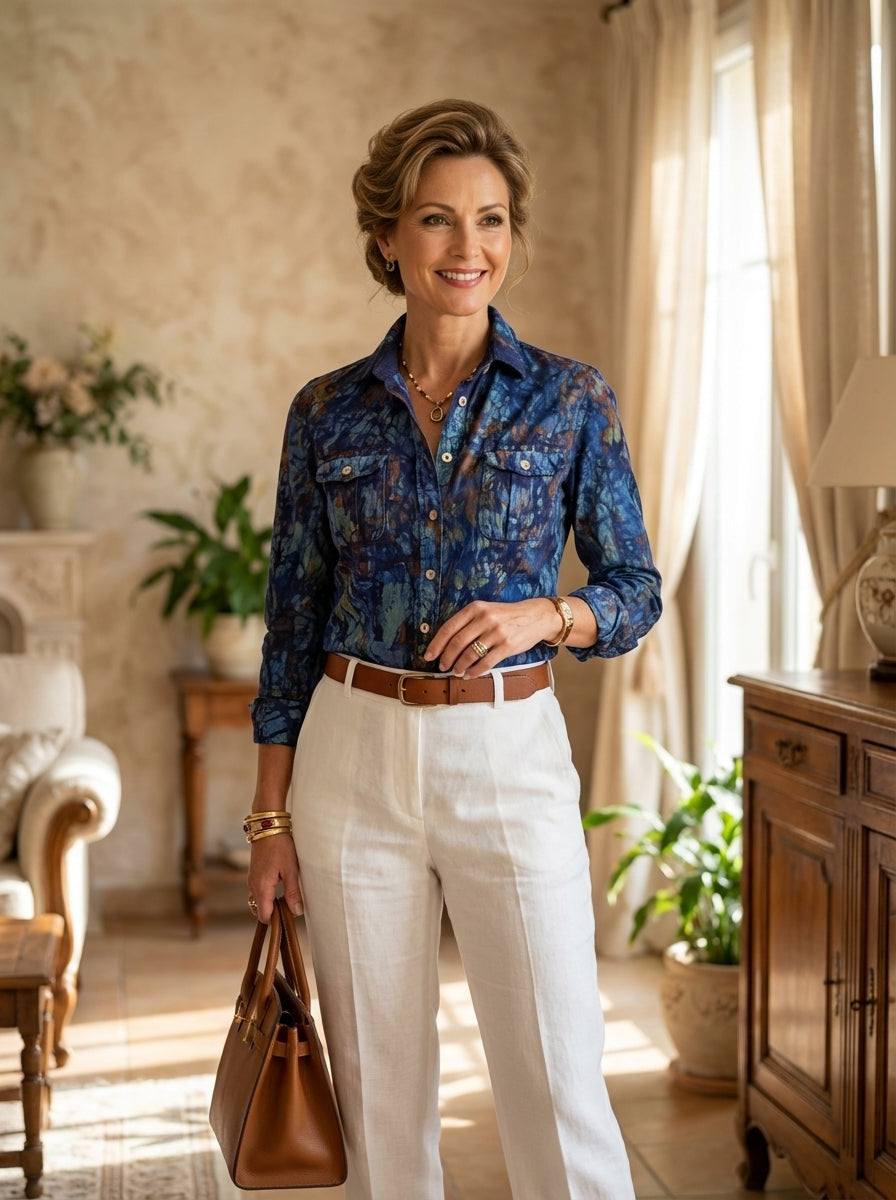 Chemise Jean Coton Batik Artisanal Taille 40 | Sol'Anna Galerie