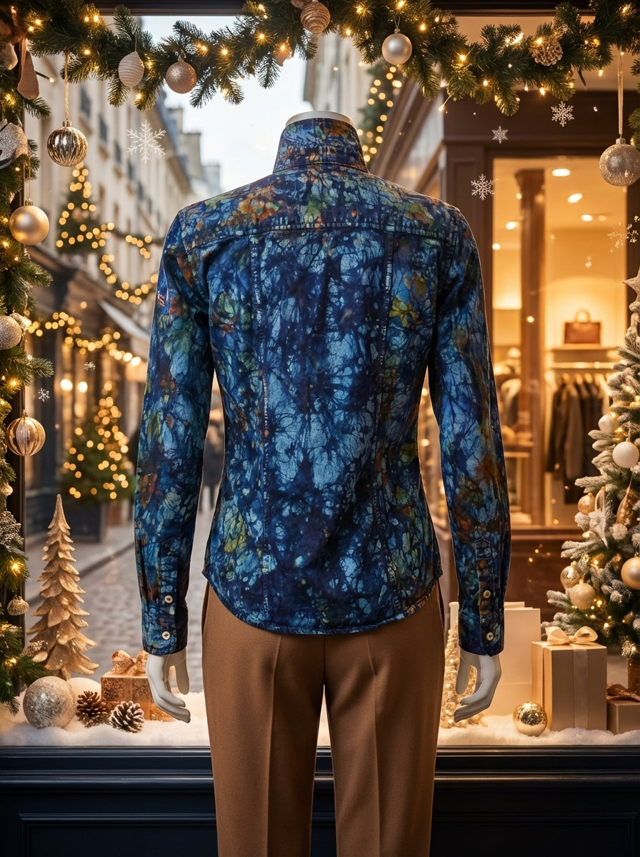 Chemise Jean Coton Batik Artisanal Taille 40 | Sol'Anna Galerie