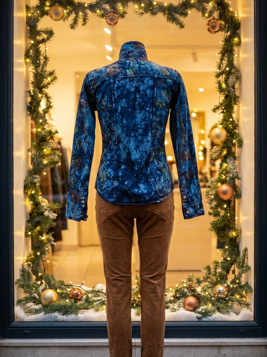 Chemise Jean Coton Batik Artisanal Taille 40 | Sol'Anna Galerie
