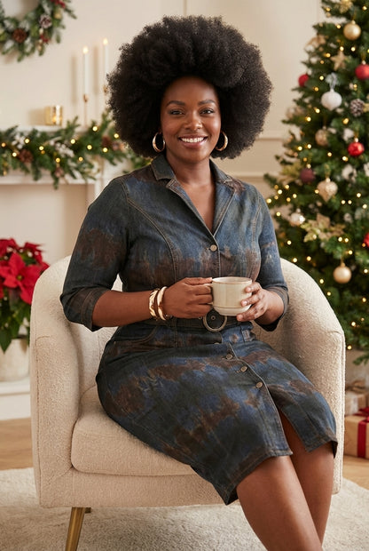 Robe Jean Stretch Koko Donda - Design Artisanal Sol'Anna | Mode Unique