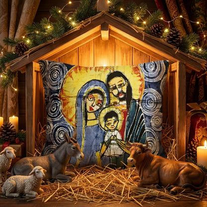 Batik artisanal Crèche de Noël – Housse Coton fait main - Décoration Unique Sol'Anna