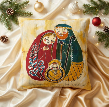 Batik artisanal Crèche de Noël – Housse Coton fait main -