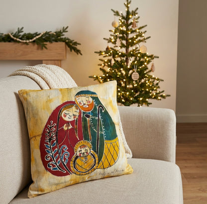 Batik artisanal Crèche de Noël – Housse Coton fait main -