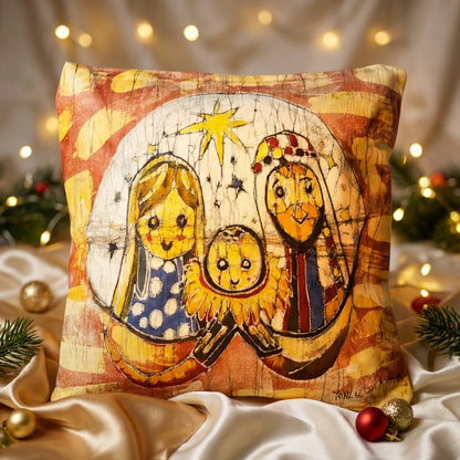 Batik artisanal Crèche de Noël – Housse Coton fait main