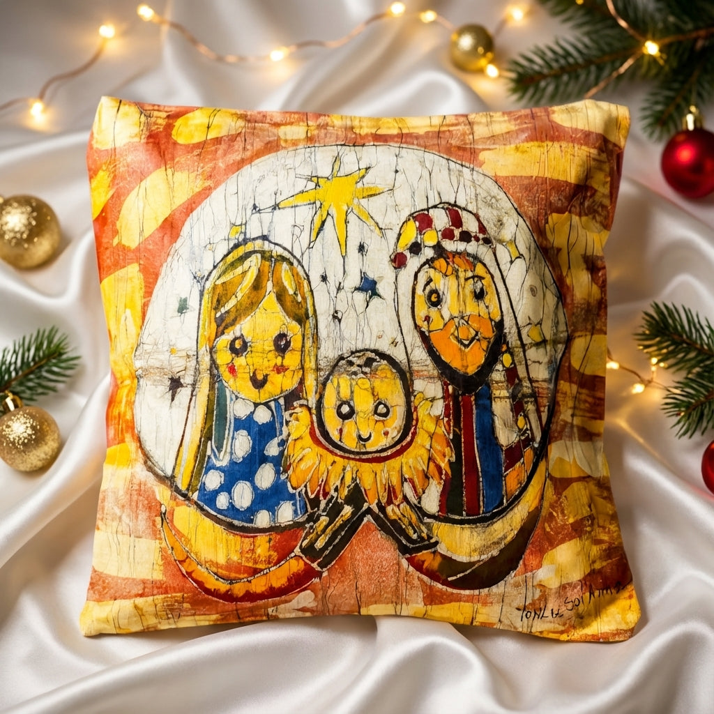 Batik artisanal Crèche de Noël – Housse Coton fait main