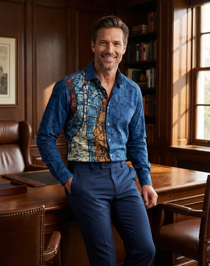 Chemise Batik Homme Artisanale Taille 44 | Création Unique Sol'Anna