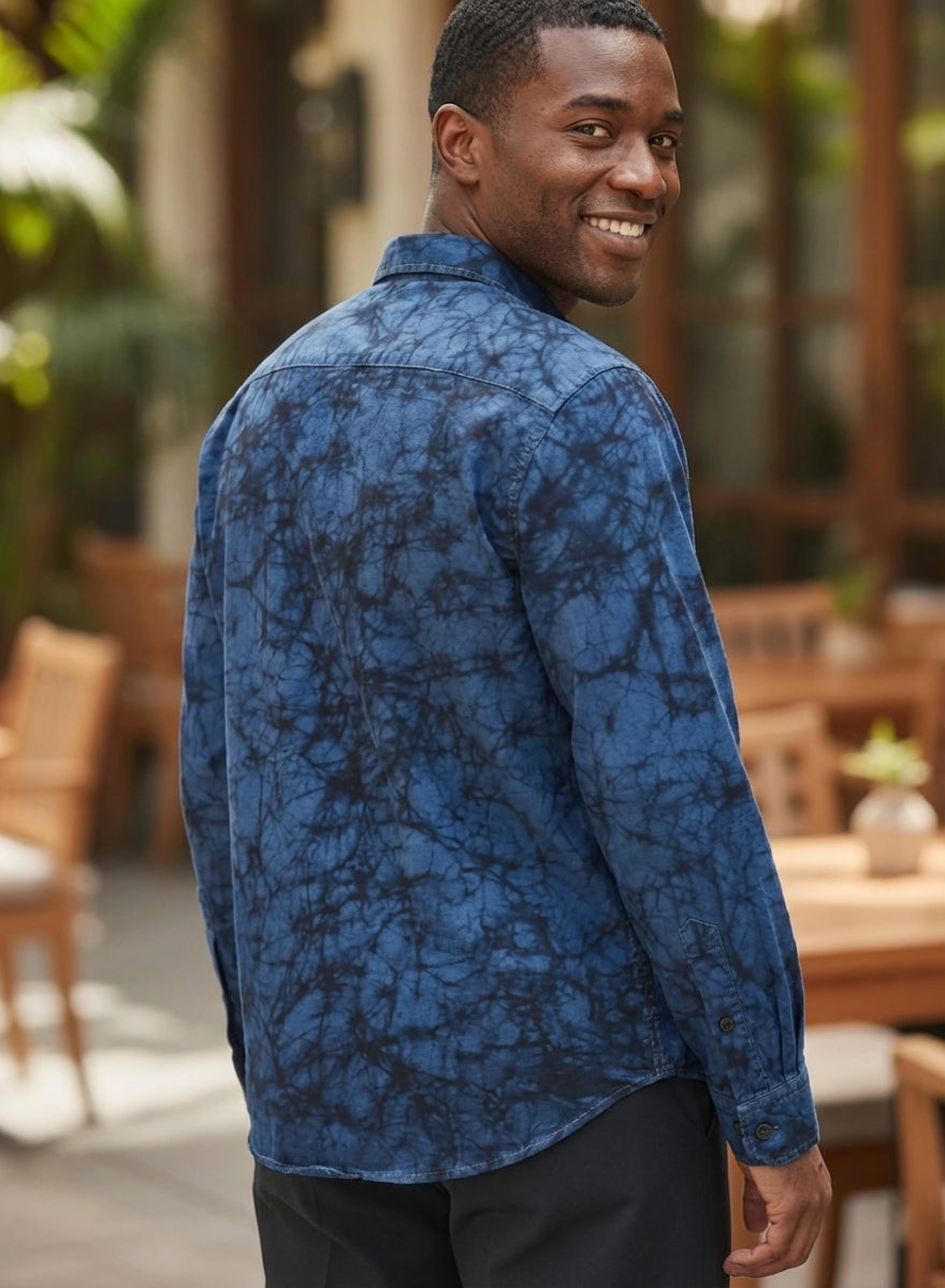 Chemise Batik Homme Artisanale Taille 44 | Création Unique Sol'Anna