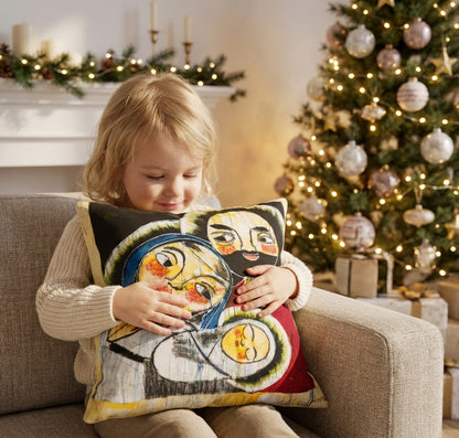 Batik artisanal Crèche de Noël – Housse Coton fait main - Décoration Unique Sol'Anna