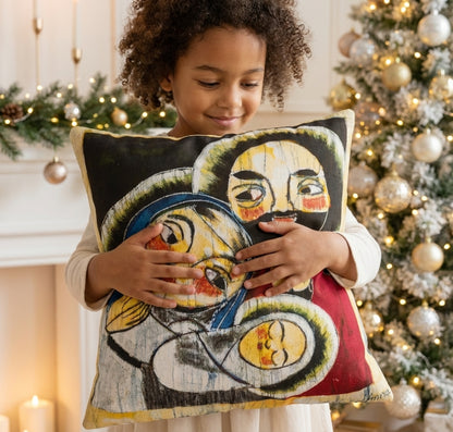 Batik artisanal Crèche de Noël – Housse Coton fait main - Décoration Unique Sol'Anna