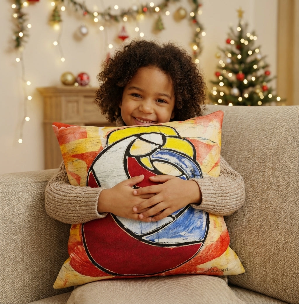 Batik artisanal Crèche de Noël – Housse Coton fait main - Décoration Unique Sol'Anna